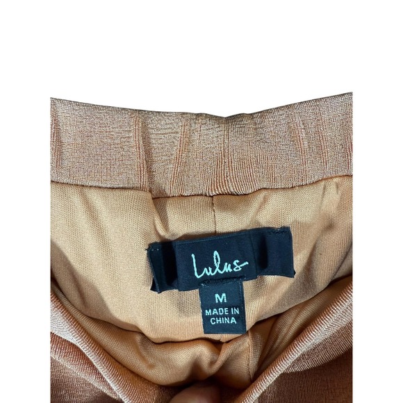 Lulus Pants Womens Medium Orange Metallic Wide Leg Pull On Lounge Lined Shimmer - Picture 2 of 9